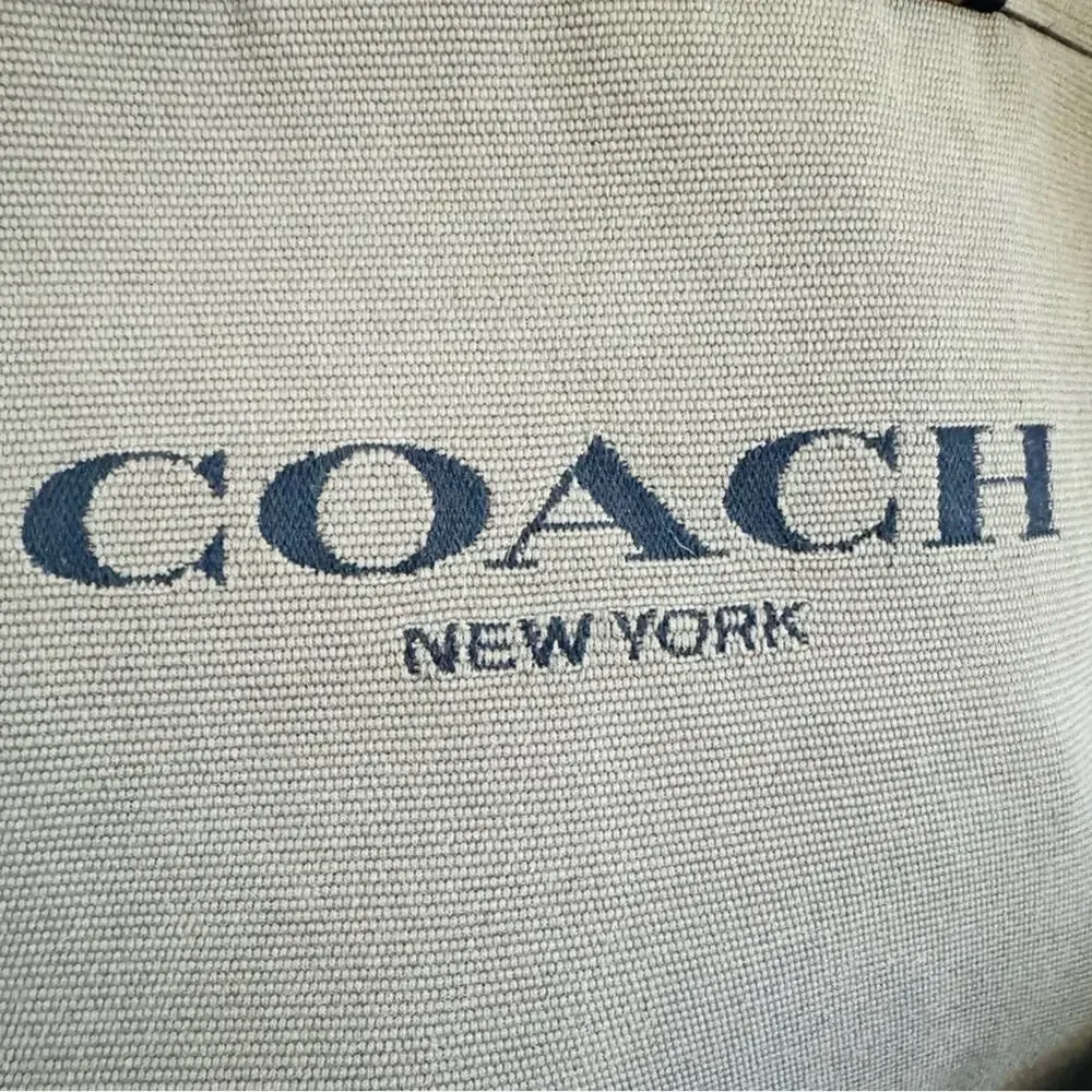 COACH UNISEX Olive Green Black Canvas Leather Zip Travel Shoulder Tote Bag 43